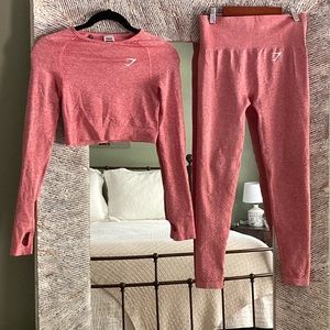 Gymshark leggings and key hole top.